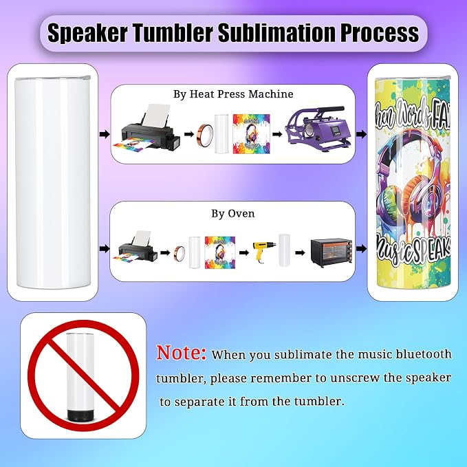 2 Pack 20 Oz Music Speaker Tumbler, Sublimation Music Tumbler Blanks, Double Wall Vacuum Insulated Coffee Mug with Detachable LED Light, Speaker Cup (Black)