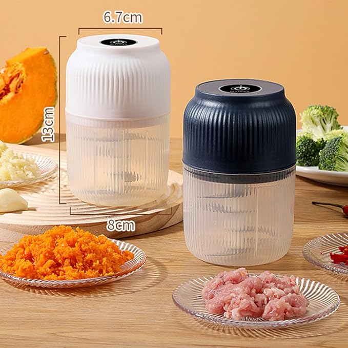 Electric Garlic Chopper, Mini Portable Veggie Chopper, Electric Onion Grinder with 6 Sharp Blade, Mini Food Processor with Container for Mashing Onion, Garlic, Chili, Ginger (2PCS*Mixs)