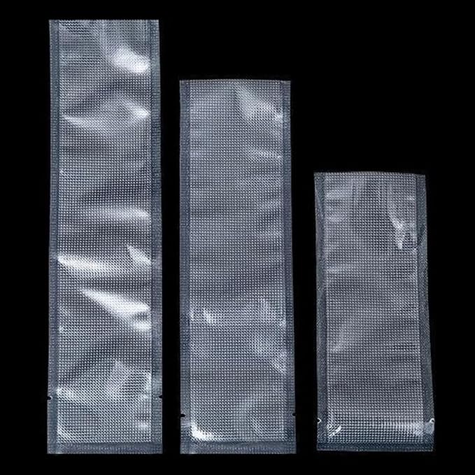 100 Pack Clear Vacuum Bags 3.9x9.8 inch (Inside Size 3.5x9.4 inch) for Food Saver Flat Open Top Embossed Vacuum Sealer Bag Food Storage Packaging Pouch with Tear Notch