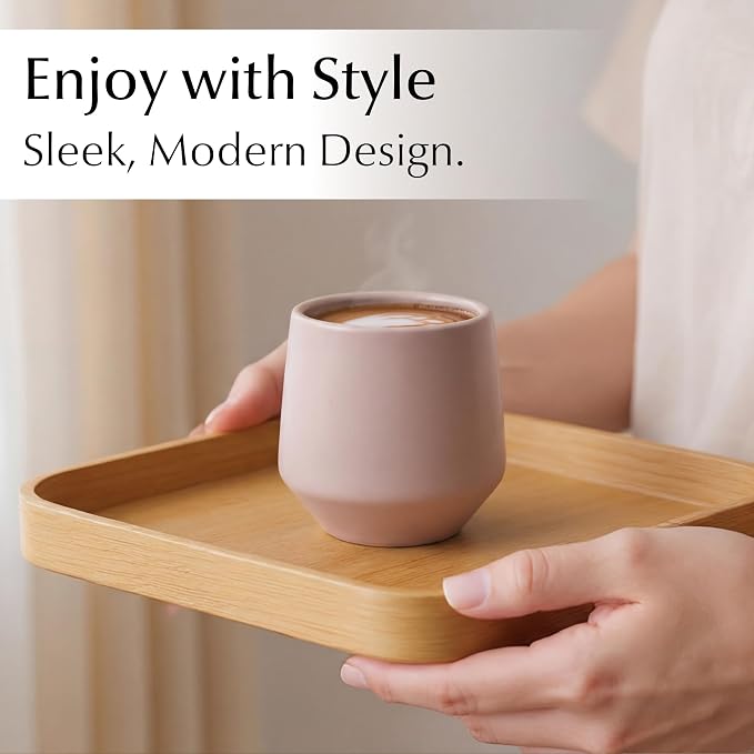 MIAMIO - Espresso Cups Set of 4 (2.7 oz) / Espresso Cup, Ceramic Espresso Cups, Handleless Mug, Japanese Tea Cups - Luxe Collection (Cream Rose)