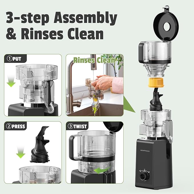 Juicer Machines, 3-in-1 Cold Press Juicer, 6.5'' Wide Feed Chute | Slow Masticating Juicer for Juice, Oat&Nut Milk, and Sorbet, Easy to Clean for Busy Mornings