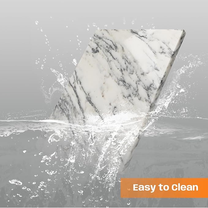 White Marble Cutting Board 12x16 Inch, Marble Board for Cheese Charcuterie | Marble Pastry Board Baking Essential Naturally Cool&Nonstick Perfect for Dough Heat Resistant Scratch Resistant Non-Slip Feet