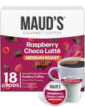 Maud's Decaf Raspberry Chocolate Flavored Coffee Pods, 18 ct, Decaffeinated Medium Roast Flavored Coffee in Single Serve Pods – 100% Arabica Beans, Compatible with Keurig K Cups Maker