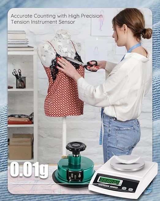 NEWTRY 1000g/0.01g Electronic Fabric GSM Scale Digital Textile Weight Balance with a 0-2mm Disc Sampler Cloth Cutter for Textile Paper Non-Woven Fabrics (110V Scale + Sampler)