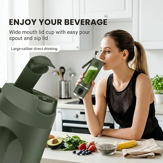 Lilogi Portable Blender, 500ML Blenders for Smoothies with LED Display | 12-Blade USB-C Rechargeable Blender，Travel Blender Cup for any kitchen，office，outdoor，travel，gym or sports