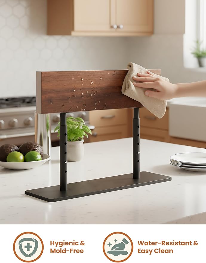 NiHome Magnetic Knife Holder, Adjustable Height (8.66–11.81") Acacia Wood Knife Block, Double-Sided Magnet Stand with Heavy Duty Metal Base, Non-Slip Organizer for Kitchen Countertop