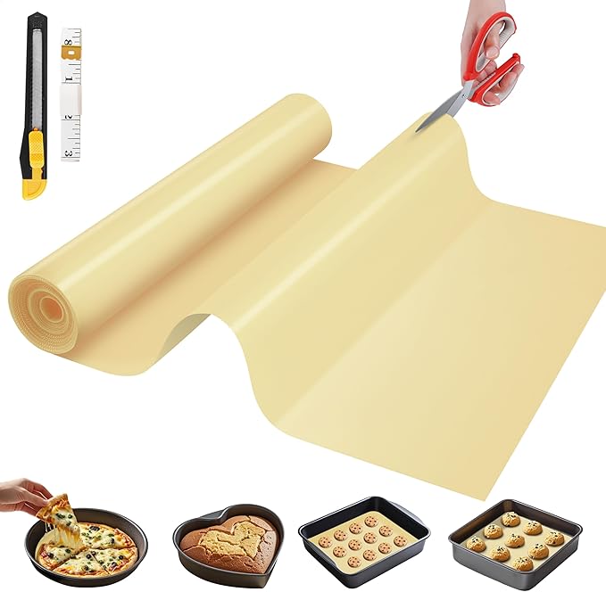 Silicone Baking Mat, 20 IN x 6 FT Free Cutting Baking Sheet,Non-Stick Reusable Dough & Pastry Mat,Non-Slip Silicone Mat Roll for Air Fryer Liner,Freeze Dryer,Oven Baking Pan,Kitchen Counter