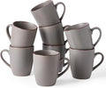 famiware Venus Coffee Mugs for 8, 13 oz Mug Set, Dringking Cup with Handle for Coffee, Tea, Cocoa, Milk, Dark Grey