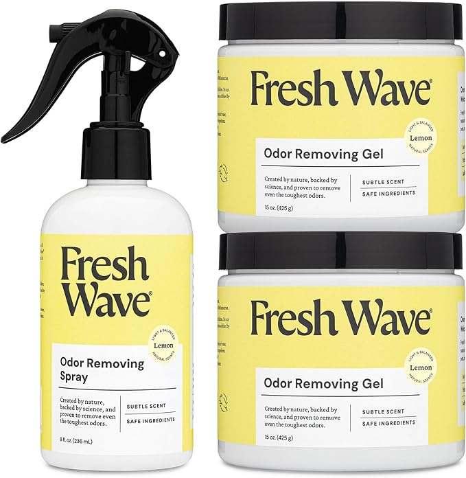 Fresh Wave Lemon Odor Removing Gels and Spray Bundle: (2) 15oz. Gels and (1) 8fl. oz. Spray