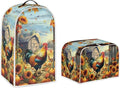 Rooster Toaster and Blender Cover Set Sunflower Dust Protective Cover for Kitchen Small Appliance Washable Bread Maker Covers