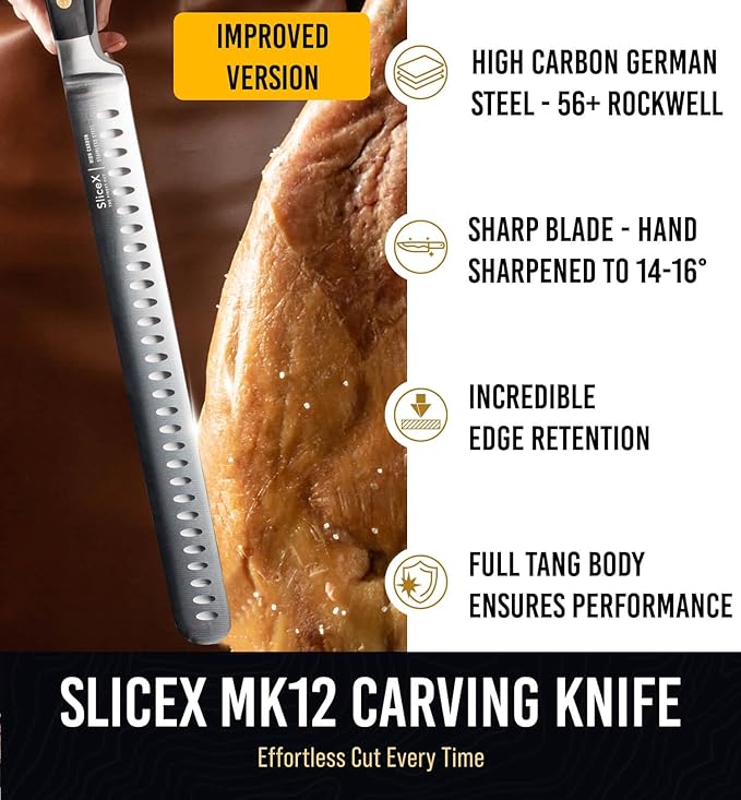 Bright Hobby Brisket Slicing Knife – 12" Brisket Knife, BBQ, Grilling Gifts For Men – Razor Sharp German Steel, Full Tang, Ergonomic Handle