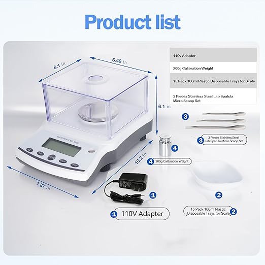 Lab Analytical Balance Scale 500g x 0.001g High Precision Laboratory Analytical Scale with Windshield, RS232 Interface – Lab Jewelry Scientific Use