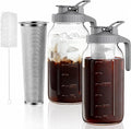 OneDream Cold Brew Coffee Maker, 2 Pack 64oz Stainless Steel Filter Cold Brew Pitcher Jar, No Leaks Cold Brew Mason Jar Coffee Maker, Easy to Clean Cold Coffee Maker