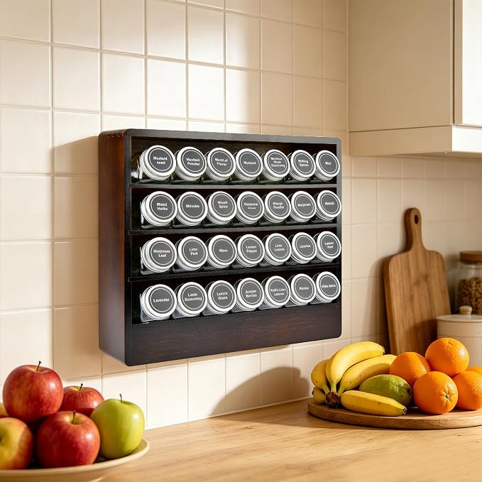 Bamboo Tiered Spice Rack Organizer for Cabinet,Wooden Seasoning Rack for Countertop, Cupboard, Pantry, Kitchen (Spice Jars Not Included)