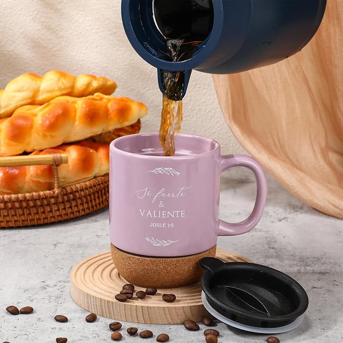 Jingmore 10 Pcs Christian Gift Bulk Religious Mugs with Bible Verse Coffee Cup 15oz for Teacher Nurse Women Men Church Member Employee Mom Dad Clergy Pastor(Leaves, Spanish)