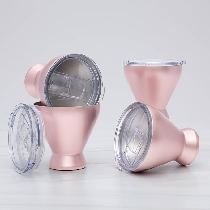 Cambridge EPCNY2APNCB2DS 11 Oz Insulated Brushed Pink All Purpose Cocktail Tumblers, Set Of 4