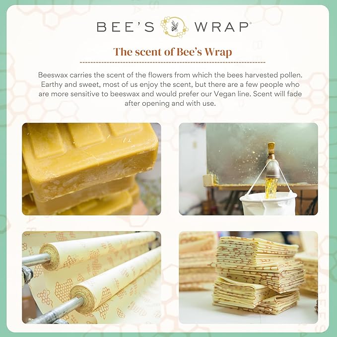 Bee's Wrap Beeswax Wraps for Bread - Beeswax Bread Wrap for Sourdough & Bread Storage - Plastic Free Made in USA Reusable Natural Food Wrap - Seasons Greetings
