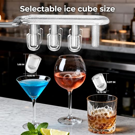 Electactic Countertop Ice Maker with 2L Dual Water Tank, 8 Bullet Ice Fast in 6 Mins, 26 lbs/Day, 2 Ice Sizes, Self-Cleaning Mode,Compact Portable Ice Machine for Home and RV, Stainless Steel