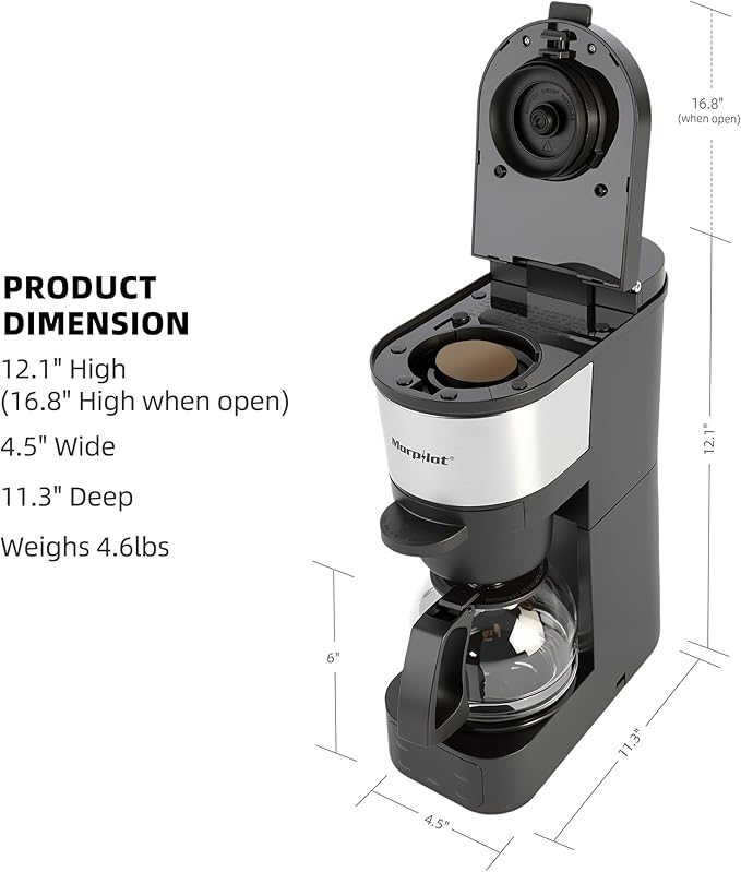 Morpilot 2-in-1 Capsule & Ground Coffee Maker Compatible with K-Cup coffee machine, 700 ml Water Tank, Digital Display, 4 Temperature Settings, Keep Warm, Reusable Filter, Compact Countertop Brewer