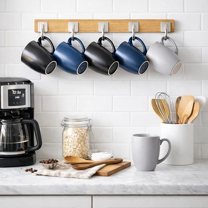 AmorArc Coffee Mugs Set of 6, 12oz Ceramic Coffee Mugs for Man, Woman, Dad, Mom, Modern Coffee Mugs Set with handle for Tea/Latte/Cappuccino/Milk/Cocoa. Dishwasher&Microwave Safe, Multi