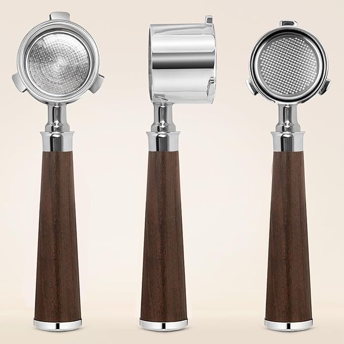51mm Bottomless Portafilter 3 Ears compatable with La Specialista EC9335 9155 9355 9665,100% Stainless Steel Filter Baskets and Black Rosewood Handle(51mm-3Ears/fits La Specialista)
