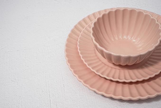 16 Piece Dinnerware Set Aruba (Pink Sunset) Plates, Bowls, and Mugs Set for 4