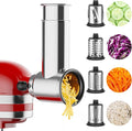 Stainless Steel Slicer Shredder Attachment for Kitchenaid Stand Mixer, Cheese Grater, Salad Maker Accessories for Kitchenaid Mixer, Grinding Powder with 4 Blades by FOCOLLK