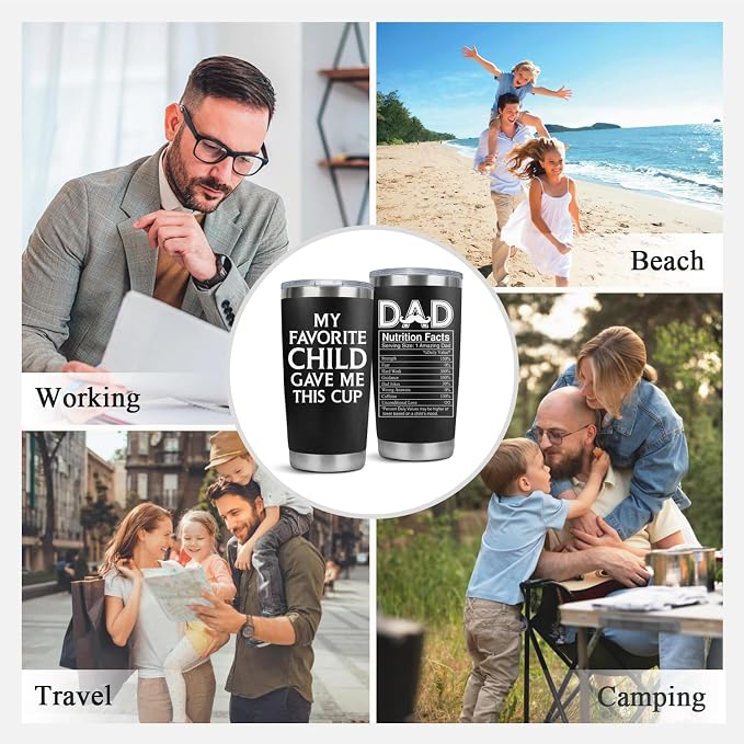 LHSCVUFASC Birthday Gifts for Dad from Daughter, Son - Father's Day Gift for Him Dads - Christmas Gifts Ideas for Men, New Papa Daddy Stepdad Father - 20oz Stainless Steel Tumbler