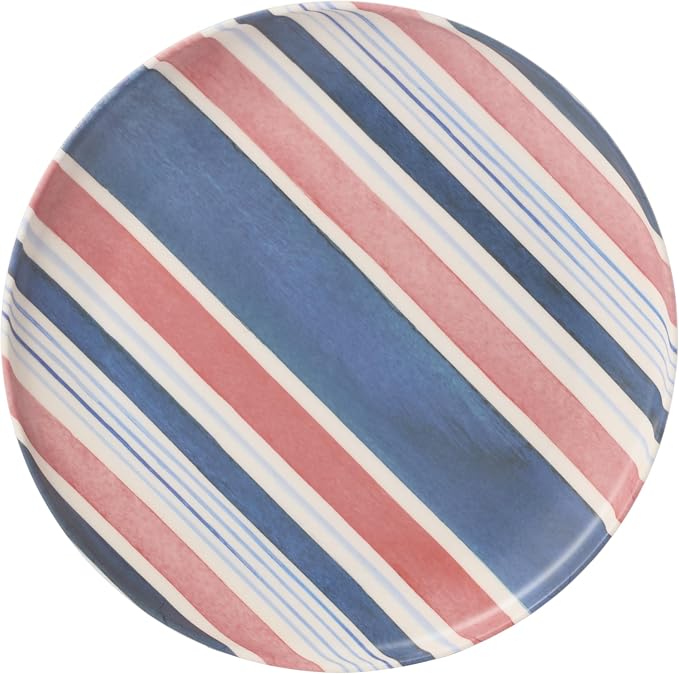 Oneida 24 Seven Melamine Collection, Dishwasher Safe Melamine Dinnerware and Drinkware, Stripe Pattern, Dinnerware Set, 12-Piece