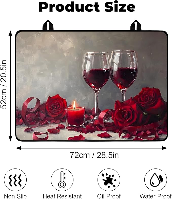 Heat-Resistant Glass Stove Top Cover with Anti-Slip Rubber Coating – 28.5x20.5 Inch Electric Stove Protector, Scratch-Resistant, Expands Counter Space, Stylish Kitchen Decor