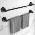 Adjustable Suction Cup Towel Bar for Bathroom Wall,17 Inch~29 Inch Towel Racks for Bathroom,Stainless Steel Bath Towel Holder for Shower,2 Pack(Matte Black)