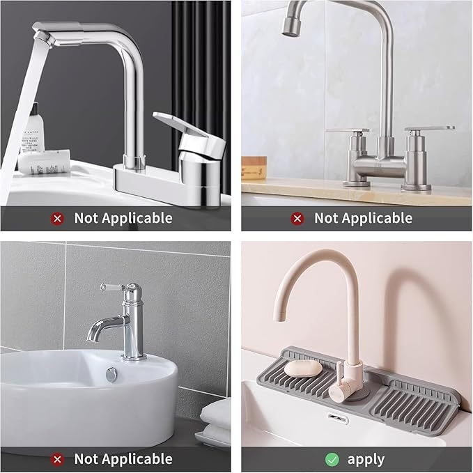 Folding Faucet Mat for Kitchen Sink Upgraded Premium Silicone Splash Guard with Fast Drying Properties Protective Sink Tray Ideal for Stone Sinks in Kitchen & Bathroom (Gray, 23.8"x5.5")