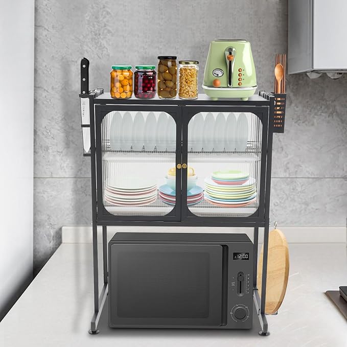 Over The Sink Dish Drying Rack 3 Tier Large Dish Rack with Adjustable Feet Kitchen Sink Shelf Organized Space-Saving Dish Rack for Dishes, Glasses, Bowls, and Cutlery (Black)