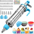 167 Pcs Cake Decorating Kit, Dessert Piping Syringe And Icing Tips Set, Icing Dispenser Tool, Cupcake Decorating Piping Kit for Beginners, Baking Enthusiasts And Professionals (Light Blue)