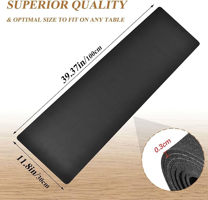 Black Trivet Table Runner for Hot Pan Pots Heat Resistance Pot Holders Anti-Slip Hot Pad Mats 11.8 * 39.4 Inches