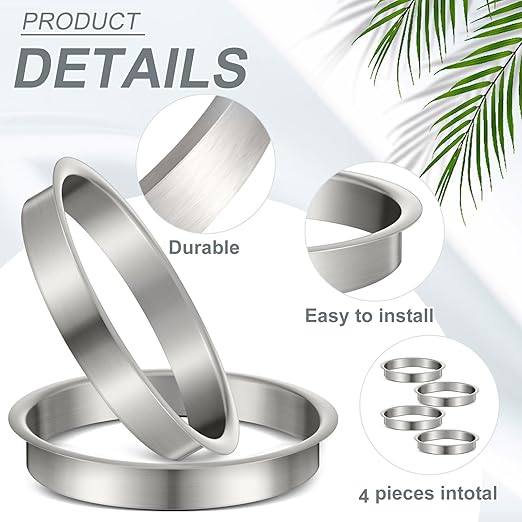 Honeydak 4 Pieces 6" (Nominal) Diameter x 1" Height 304 Polished Stainless Steel 6" x 1" Trash Grommets for Countertop Inserted Trash Kitchen Cabinet Counter Bin, Ease to Install