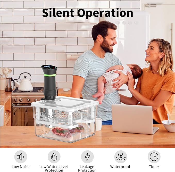 Sous Vide Cooker Kit, 1000W Sous Vide Machine and 12.60QT Sous Vide Container with Lid and Adjustable Rack, with Temperature and Time Digital Display Control