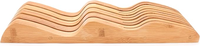 ROYALHOUSE Bamboo Knife Block Holder, 9 Knives Dock, In-Drawer Knife Drawer Organizer, Perfect for Home and Chefs, Premium Knife Holder, Gifts, Housewarming, Knives Not Included