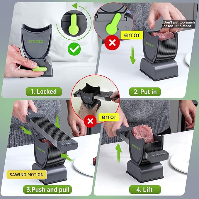 Fresh Meat Slicer Cleaver, Thickness Adjustable 2 or 4 mm, Manual Fresh Meat Cutter, Fresh Meat Slicing Shredding, Fresh Beef Pork Mutton for Home Cooking BBQ Hot Pot Meat Slicer, Meat Cleavers
