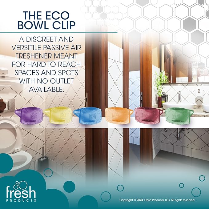 Fresh Products Eco Bowl Clip Air Freshener Versatile Design Toilet Freshener Trash Freshener Chemical Free Natural Oils Discreet Lasts 30 Days Made in the USA Cucumber Melon 12 pk