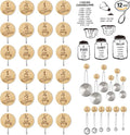 Measuring Cup and Spoon Organizer, 24 Pack Adhesive Wood Hooks for Hanging with 12 Kitchen Conversion Chart Stickers, Kitchen Hooks for Space Saving Storage