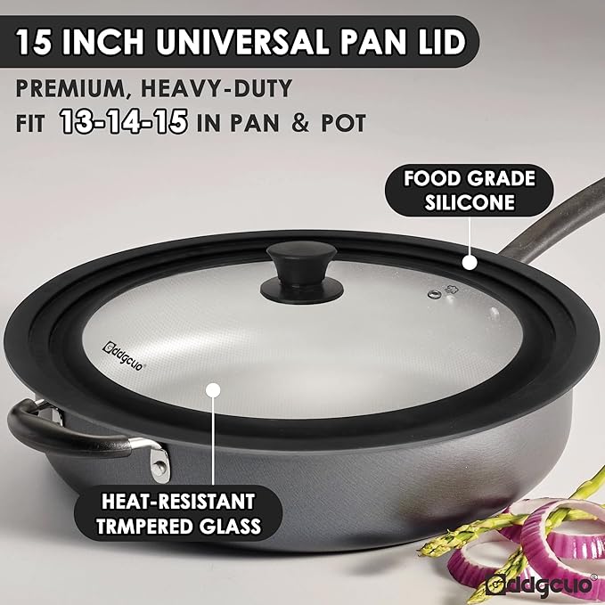 Universal Pan Lids, 2 Pcs Pot lids for Pots, Pans & Skillets - Fits 13", 14", 15" Diameter and 10", 11", 12" Diameter Cookware, Heat Resistant Frying Pan lid, Dishwasher Safe