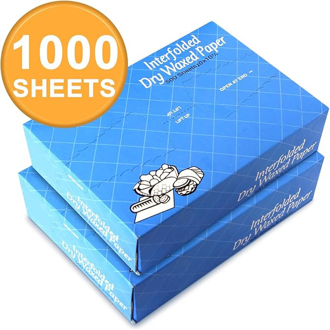 Fit Meal Prep 1000 Sheets 10 x 10.75” Dry Wax Paper Sheets for Food, Greaseproof Sandwich Wrapping, Interfolded Deli Wax Paper for Fries, Burgers, Food Basket, Made in USA