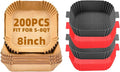 200Pcs 8IN Air Fryer Liners Disposable for 5-8QT Air Fryer and 4Pcs 7.5in Air Fryer Silicone Liners for 3 to 6 Qt,Food Safe Non-Stick Air Fryer Liners Square Free of Bleach,Air Fryer Parchment Liners