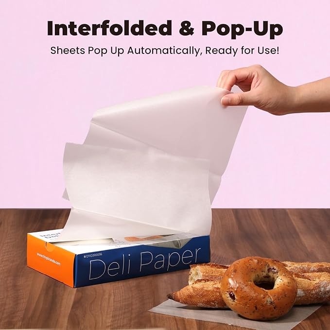 Fit Meal Prep [500 Pack] 10 x 10.75" Wax Paper Sheets for Food, Interfolded Precut Deli Pop Up Grease-Proof Sandwich Paper Wraps, Waterproof for Lunch, Food Basket, Microwave Cover, BBQ