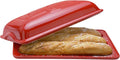 Techni Edge French Bread Baking Pan, Nonstick Baguette Bread Pan with Lid, 3 Slot Ceramic Baguette Mold, Heating Evenly, Crispy Crusts, Easy To Release for Sourdough Italian Loaf