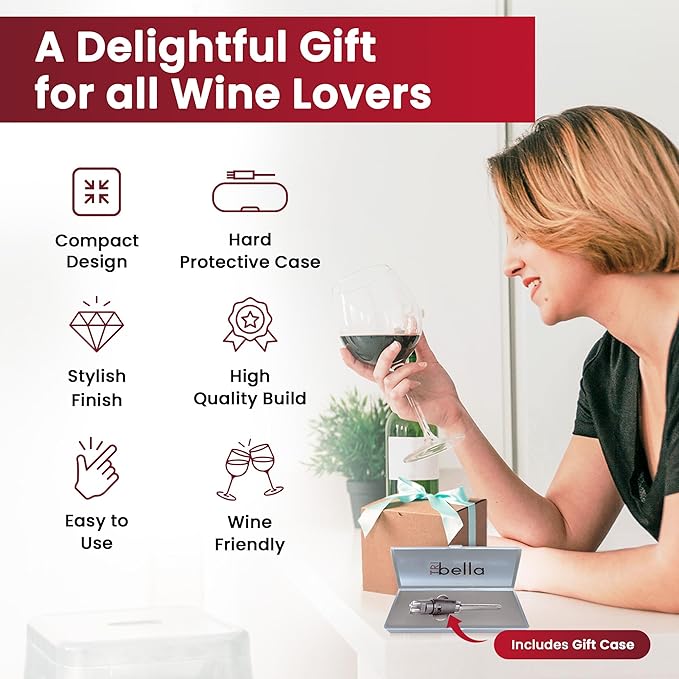 Mothers Day Gift, Air Speed Wine Aerator Modest Design Multi-Stream Drip Free Wine Aeration 3 Acrylic Spouts, Handmade Kitchen Essential Easy To Use, No-Drip in Protective Gift Case