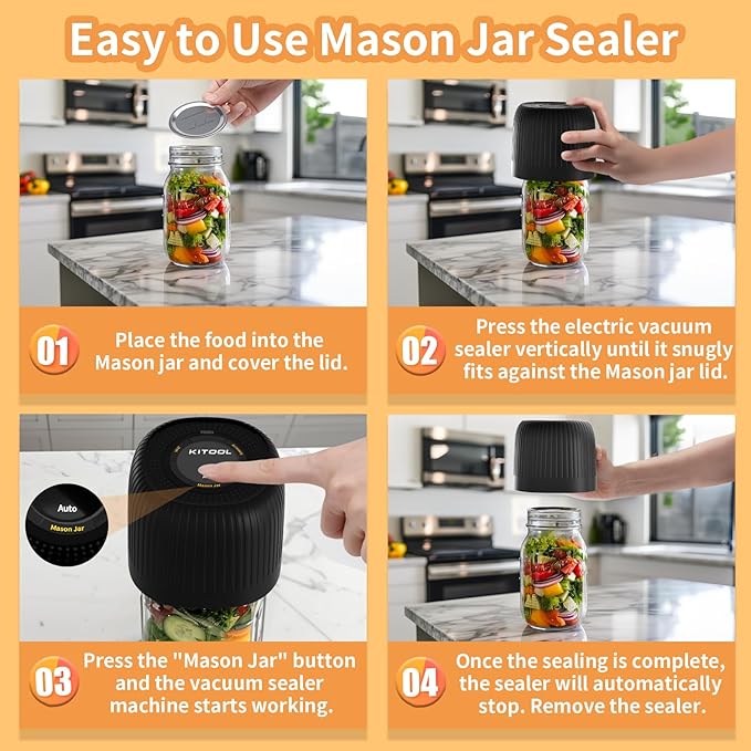 Electric Mason Jar Vacuum Sealer Kit for Wide-Mouth & Regular-Mouth Mason Jars, Food Saver Vacuum Canning Sealer Machine (Sapphire Can Opener)