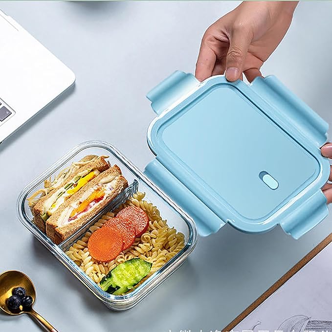 Fridge Food Storage with Lids, Glass Meal Prep Containers with Lids, Vegetable Fruit Meat Storage Organization, Leakproof Reusable Lunch Boxes, for Picnic, BBQ, Party, Travel
