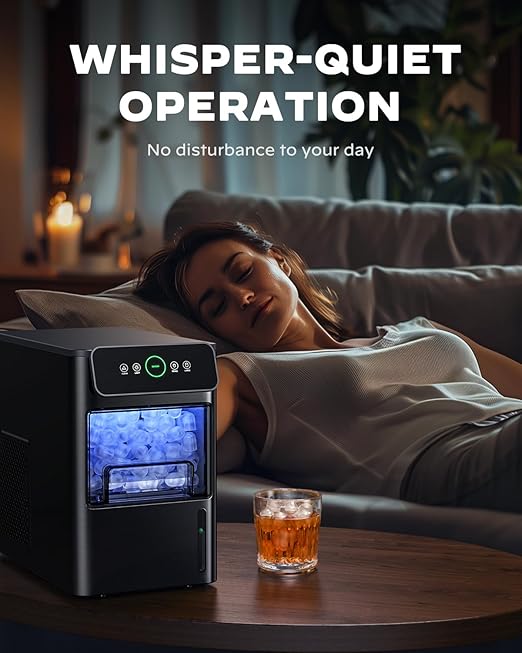 Silonn Ice Maker Coutertop - Portable Ice Cube Machine - 20lbs of Bullet Ice per Day, Makes Ice in 6 Minutes, Stainless Steel with Visible Water Level Window, Ideal for Kitchen, Office, and Camping